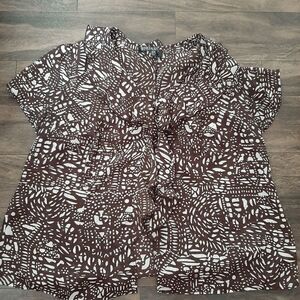 Kasper sport sz 18W brown white sheer blouse